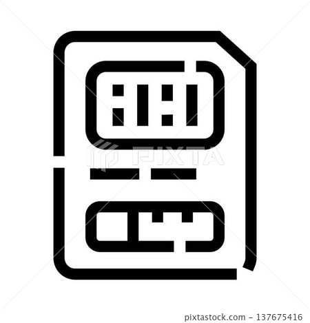 Sim card chip line icon illustrating connectivity 137675416