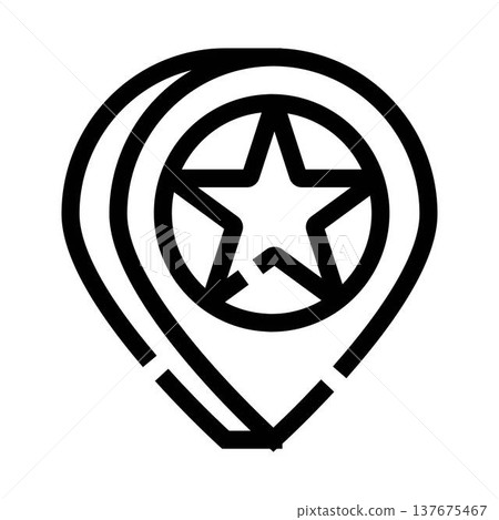 Location icon with star marking a favorite spot Location icon with star marking a favorite spot 137675467