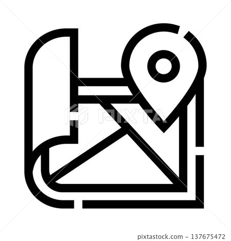 Outline map with location pin icon navigation concept Outline map with location pin icon navigation concept 137675472
