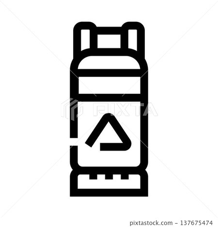 Gas cylinder with warning symbol line icon Gas cylinder with warning symbol line icon 137675474