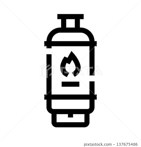Gas cylinder line icon with flame symbol Gas cylinder line icon with flame symbol 137675486