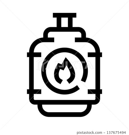 Gas tank bottle with flame icon for energy 137675494