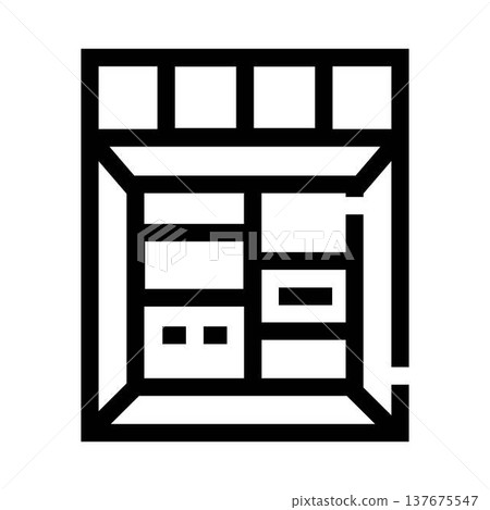 Closet storing clothes and personal belongings icon Closet storing clothes and personal belongings icon 137675547