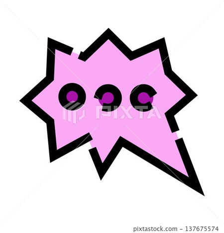 Pink speech bubble with three black dots Pink speech bubble with three black dots 137675574