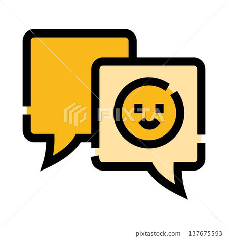 Chat bubbles with happy emoji feedback icon Chat bubbles with happy emoji feedback icon 137675593