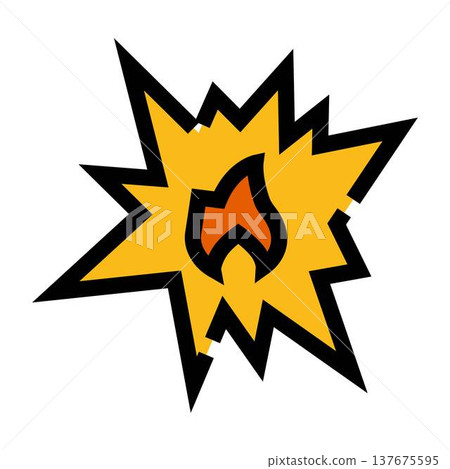 Explosion icon with fire and a vibrant burst 137675595