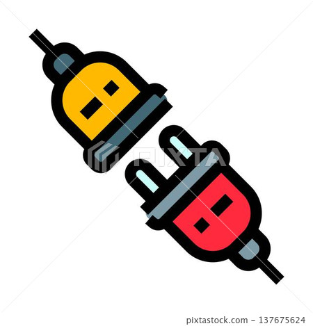 Electric plug and socket connecting disconnect icon Electric plug and socket connecting disconnect icon 137675624
