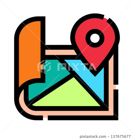 Map with destination pin pointing location navigation 137675677