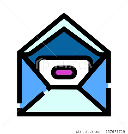 Open envelope receiving new digital message communication 137675719