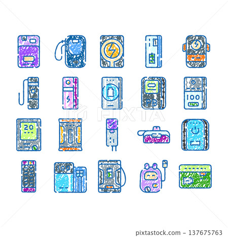 Portable power bank collection drawing electronic devices Portable power bank collection drawing electronic devices 137675763