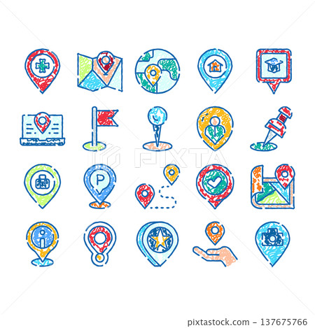 Location pins collection, navigation and travel maps concept 137675766