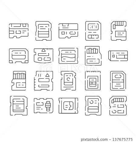 Memory cards and flash storage devices icons set 137675775