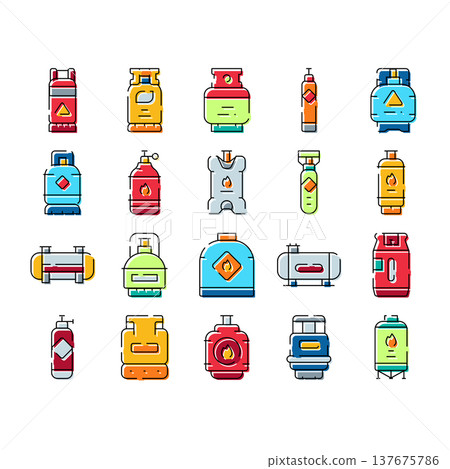 Various gas cylinders and tanks collection Various gas cylinders and tanks collection 137675786