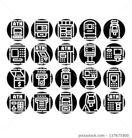 Atm automated teller machine banking service icon set 137675800