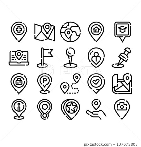 Location pin icon set for navigation and travel Location pin icon set for navigation and travel 137675805