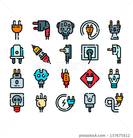 Electrical plugs and sockets connecting energy power Electrical plugs and sockets connecting energy power 137675812