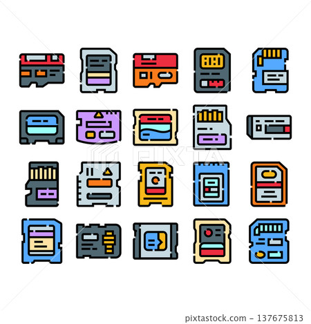 Digital data storage memory cards technology set Digital data storage memory cards technology set 137675813