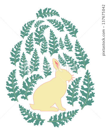 An Easter egg with a painted Easter bunny and floral designs. Kids egg game. He is risen, Happy Easter An Easter egg with a painted Easter bunny and floral designs. Kids egg game. He is risen, Happy Easter 137675842