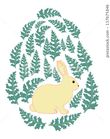 An Easter egg with a painted Easter bunny and floral designs. Kids egg game. He is risen, Happy Easter An Easter egg with a painted Easter bunny and floral designs. Kids egg game. He is risen, Happy Easter 137675846