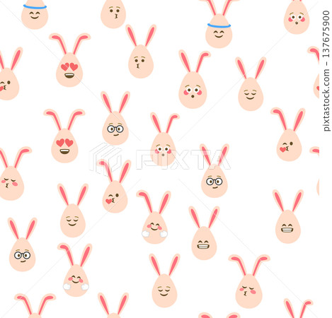 A seamless pattern with Easter eggs with emoticons and bunny ears. A vibrant seamless background for Easter designs. A seamless pattern with Easter eggs with emoticons and bunny ears. A vibrant seamless background for Easter designs. 137675900