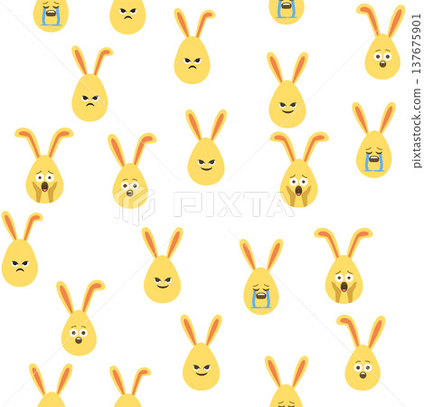A seamless pattern with Easter eggs with emoticons and bunny ears. A vibrant seamless background for Easter designs. A seamless pattern with Easter eggs with emoticons and bunny ears. A vibrant seamless background for Easter designs. 137675901