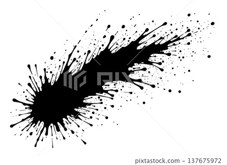Diagonal ink streak with textured gradient and flying droplets showing fast movement and direction Diagonal ink streak with textured gradient and flying droplets showing fast movement and direction 137675972