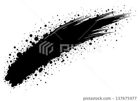 Curved black paint swipe with gradient halftone dot effect and sweeping motion on white background Curved black paint swipe with gradient halftone dot effect and sweeping motion on white background 137675977