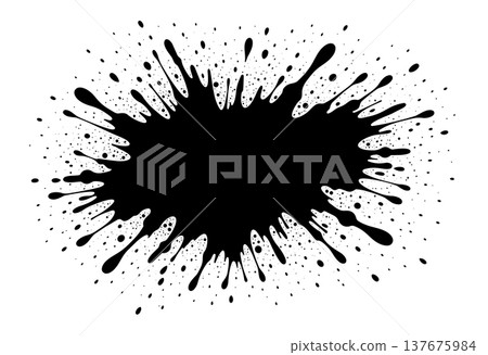 Bubbly black ink stain with foam texture and wide spread splatter for grunge background templates Bubbly black ink stain with foam texture and wide spread splatter for grunge background templates 137675984