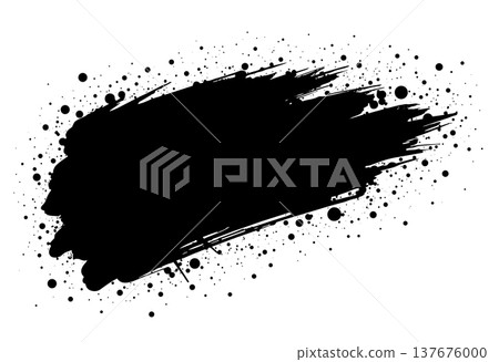 Black paint brush stroke background with ink splatter and dots, artistic grunge texture Black paint brush stroke background with ink splatter and dots, artistic grunge texture 137676000