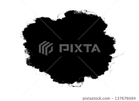 Abstract black watercolor blot on white background, soft blurred edges, layered ink texture 137676084