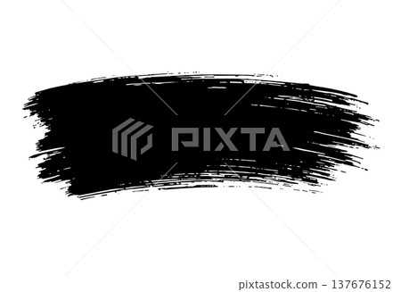 Thick black paint brush stroke texture isolated on white background for creative design projects art 137676152