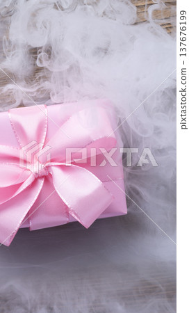 Magical gift box with smoke vertical Magical gift box with smoke vertical 137676199