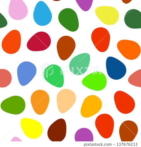 Seamless pattern with Easter eggs, outline design. A vibrant seamless background for Easter designs, featuring cute patterned eggs with polka dots and stripes. 137676213