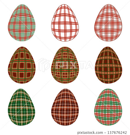 Easter egg in a tartan pattern. Scottish pattern in a colorful check. Traditional Scottish tartan background. Easter egg in a tartan pattern. Scottish pattern in a colorful check. Traditional Scottish tartan background. 137676242