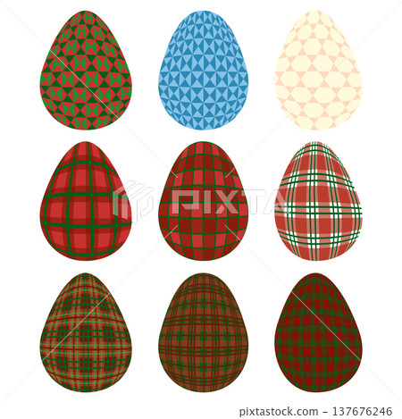 Easter egg in a tartan pattern. Scottish pattern in a colorful check. Traditional Scottish tartan background. Easter egg in a tartan pattern. Scottish pattern in a colorful check. Traditional Scottish tartan background. 137676246