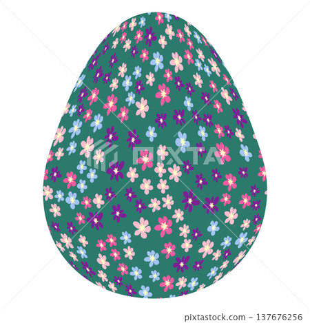 Easter egg with flowers and leaves. Seamless patterned eggs with polka dots, flowers Easter egg with flowers and leaves. Seamless patterned eggs with polka dots, flowers 137676256