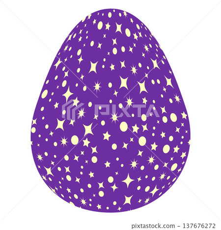 Easter egg with flowers and leaves. Seamless patterned eggs with polka dots, flowers 137676272