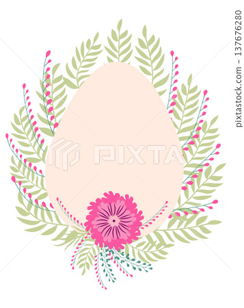 A floral Happy Easter poster with an Easter egg. Banner, poster, or greeting card with a trendy font. Creative card. A floral Happy Easter poster with an Easter egg. Banner, poster, or greeting card with a trendy font. Creative card. 137676280