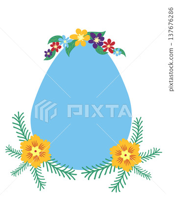 A floral Happy Easter poster with an Easter egg. Banner, poster, or greeting card with a trendy font. Creative card. A floral Happy Easter poster with an Easter egg. Banner, poster, or greeting card with a trendy font. Creative card. 137676286