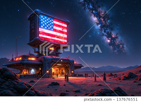 Futuristic American base on alien planet Futuristic American base on alien planet 137676551