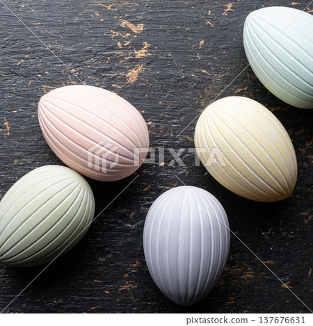 Pastel easter eggs square composition 137676631