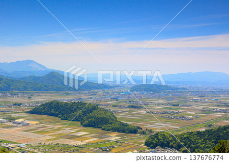The rural landscape of northern Shiga Prefecture and Mount Ibuki as seen from Shizugatake. The rural landscape of northern Shiga Prefecture and Mount Ibuki as seen from Shizugatake. 137676774