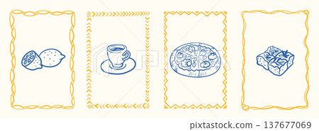 Food Doodle Frames Hand Drawn 137677069