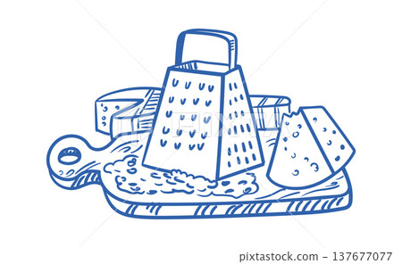 Cheese Grater On Board Sketch 137677077