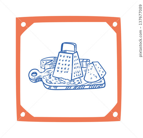 Cheese Grater On Cutting Board Sketch Cheese Grater On Cutting Board Sketch 137677089