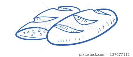 Baguette Loaf Sketch Linework Baguette Loaf Sketch Linework 137677111