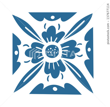 Flower Tile Ornament Folk 137677114