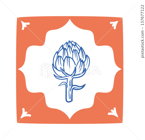 Artichoke Emblem Hand Drawn 137677122