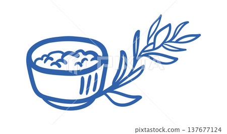 Rice Bowl With Herb Linework 137677124