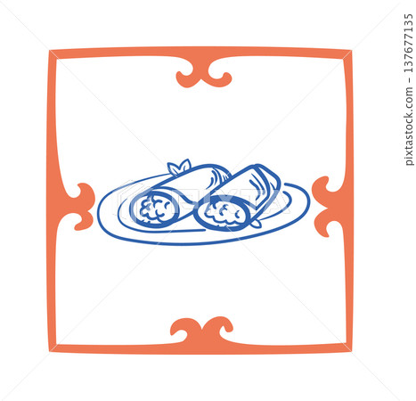 Burrito On Plate Line Drawing 137677135